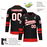 Custom Black Red Personalized Hockey Jersey HCKJ01-D0a700b